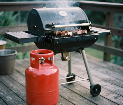 gas bbq and bottle
