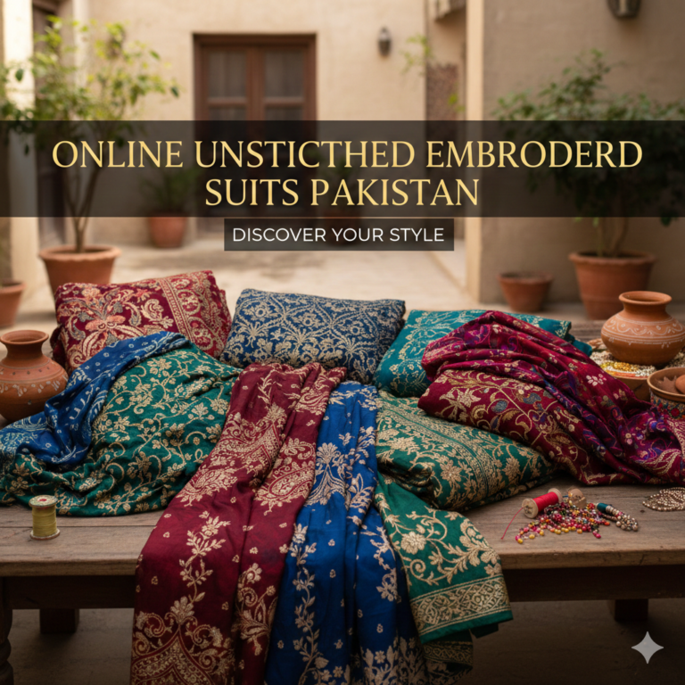 Online Unstitched embroidered Suits Pakistan