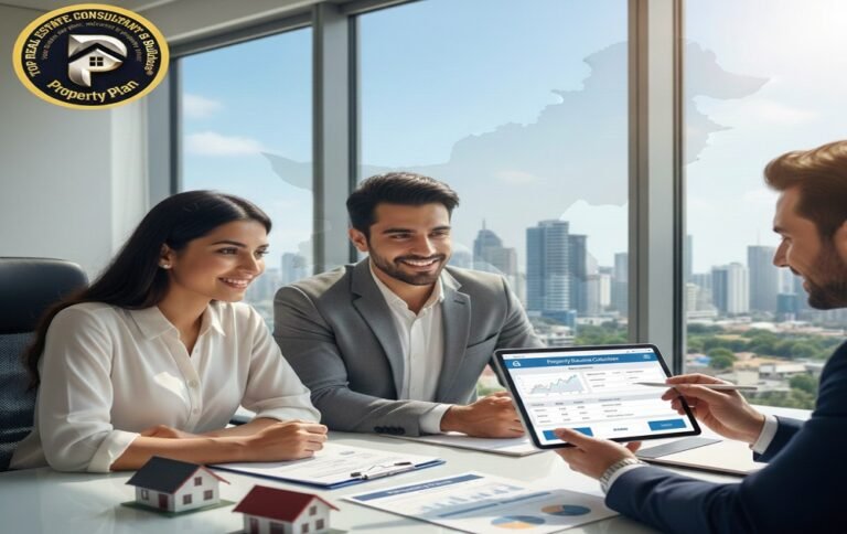 Real estate presentation with digital map to buy property in Lahore